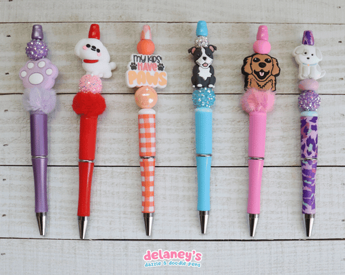 Beaded Pens with DOG Focal Beads (6 Pack)