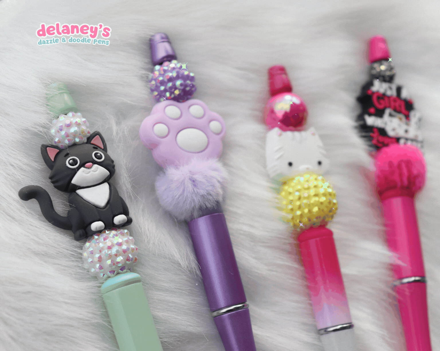 Beaded Pens with CAT Focal Beads (6 Pack)