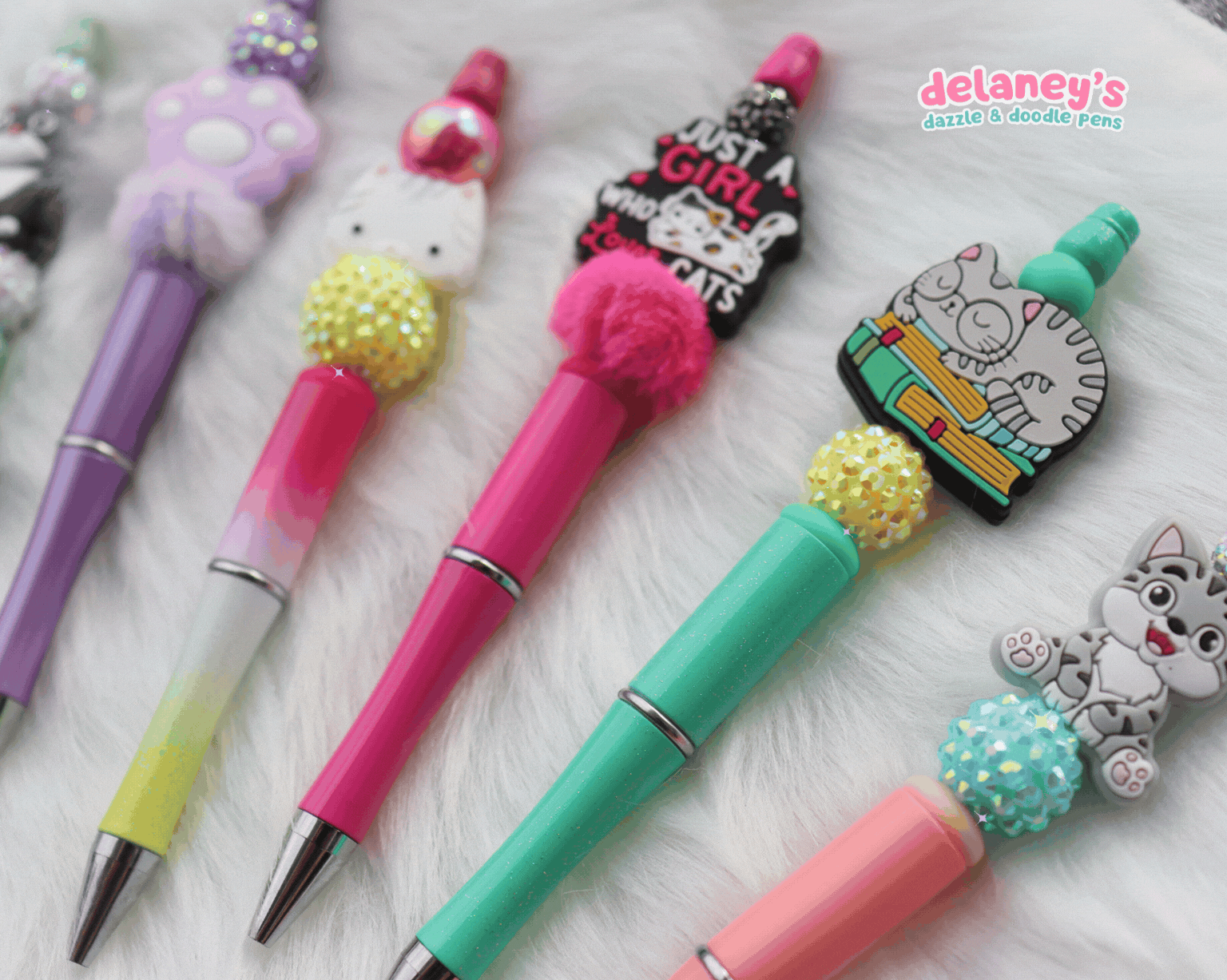 Beaded Pens with CAT Focal Beads (6 Pack)