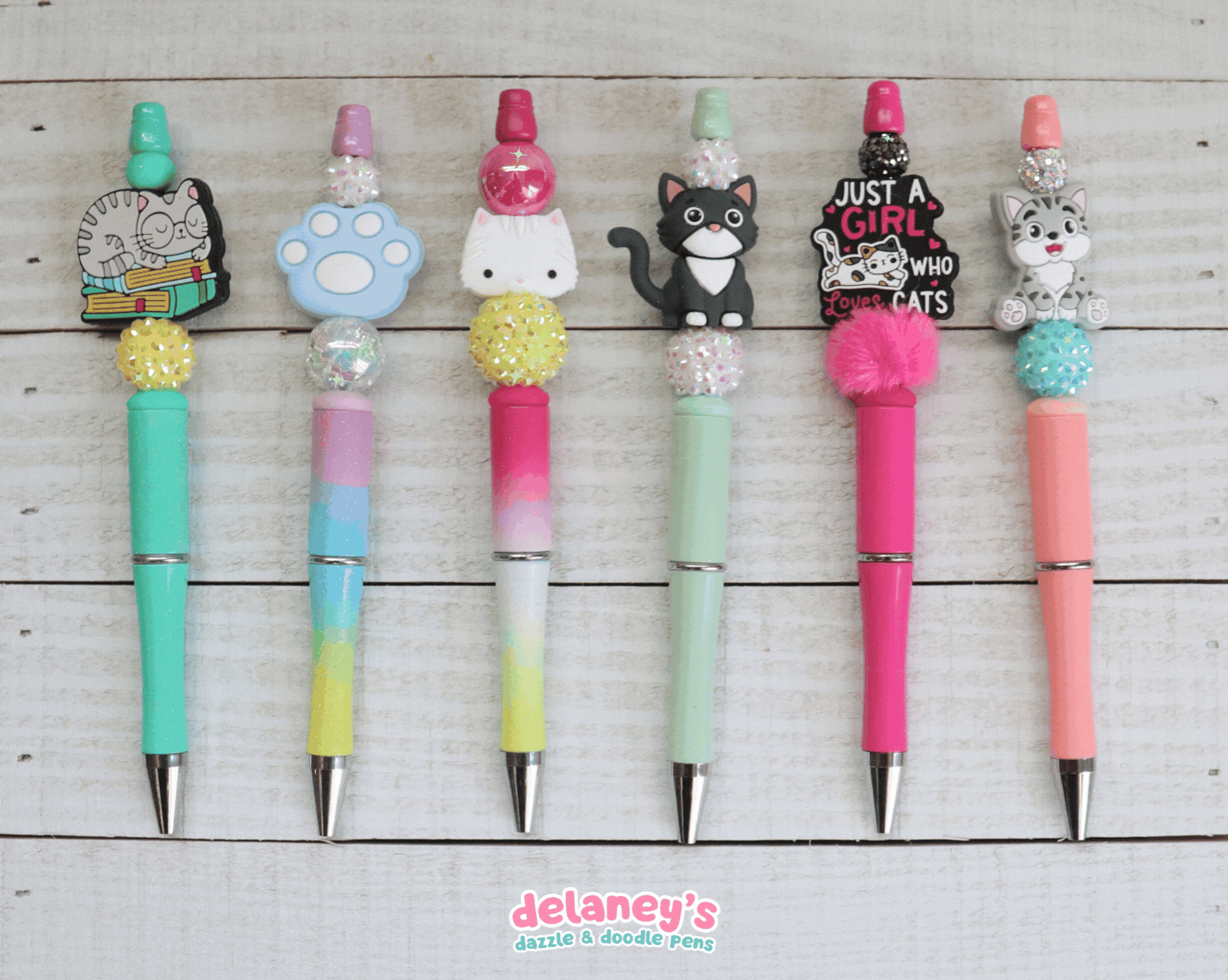 Beaded Pens with CAT Focal Beads (6 Pack)