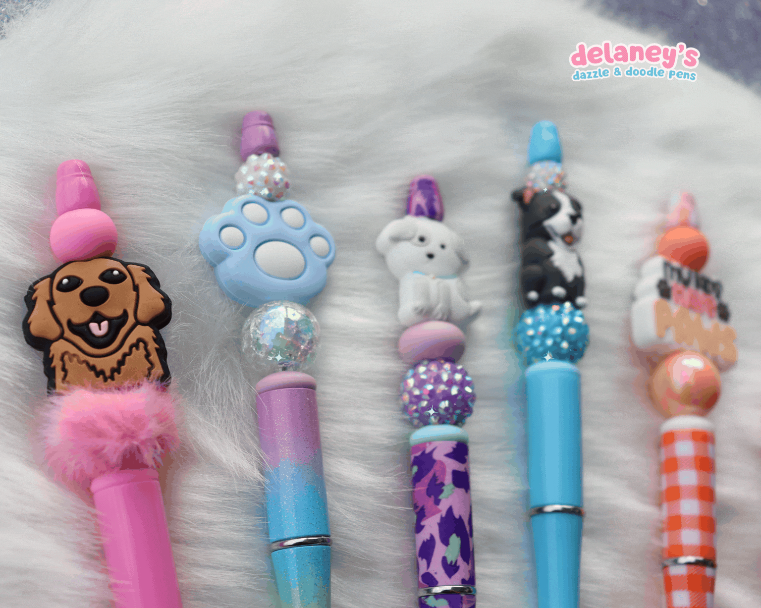 Beaded Pens with DOG Focal Beads (6 Pack)