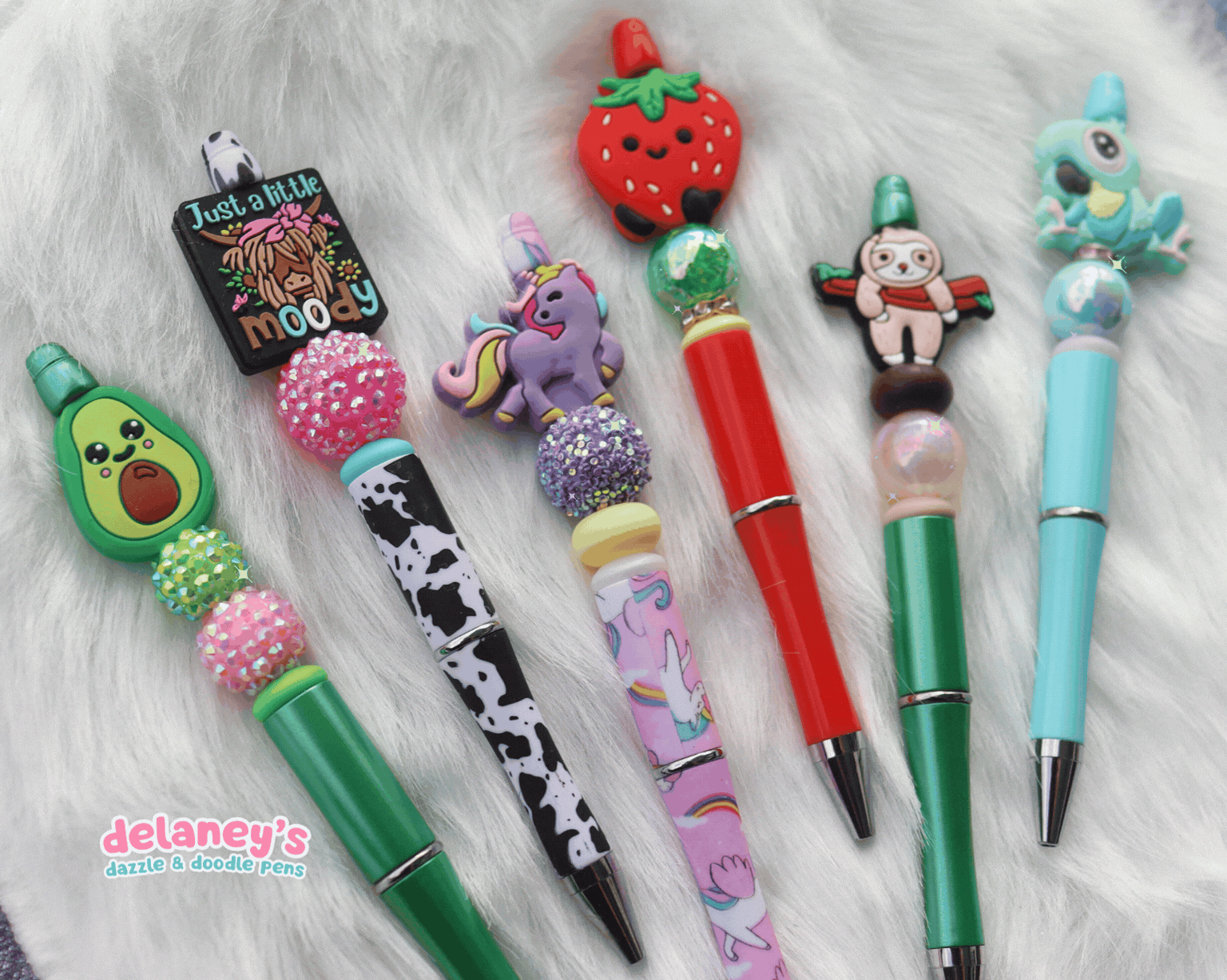 Beaded Pens with KAWAII Focal Beads (6 Pack)