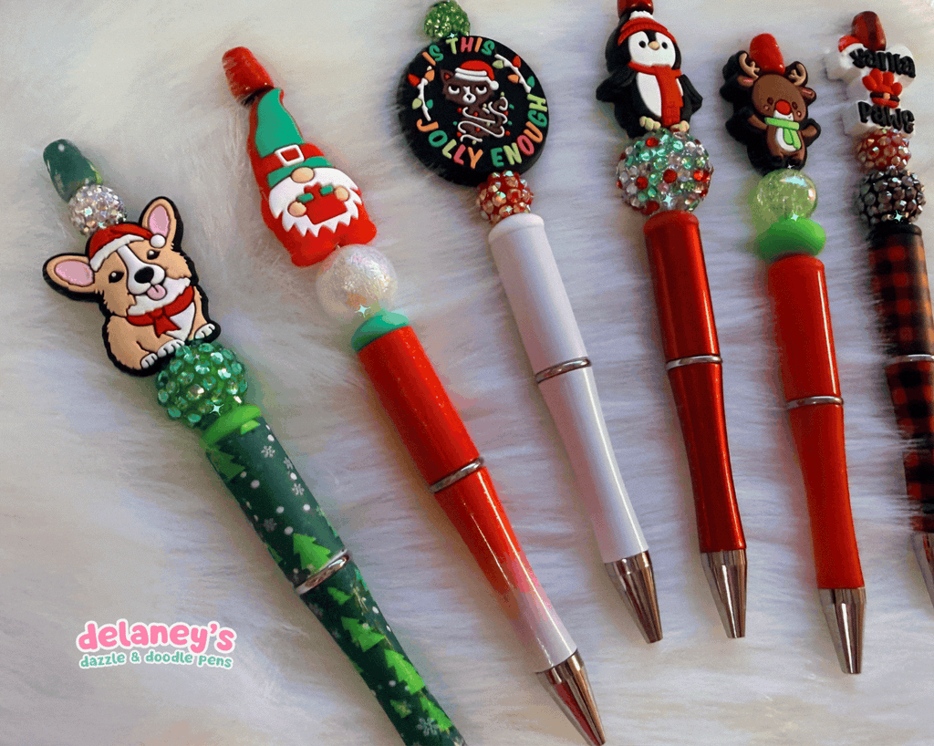 Beaded Pens with SEASONAL Focal Beads (6 Pack)