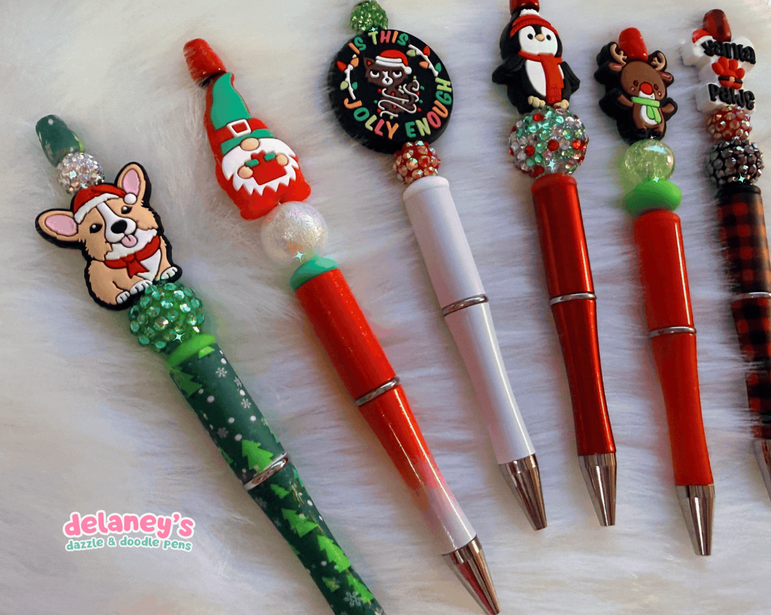 Beaded Pens with SEASONAL Focal Beads (6 Pack)